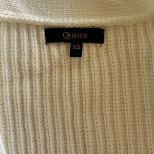 Quince Ivory Ribbed Cardigan Sweater
